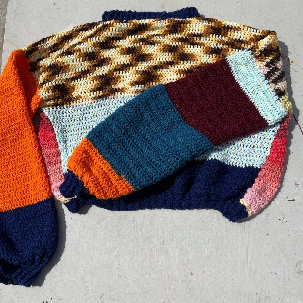 Women's Knit Crochet Sweater Multicolor Solid NO SIZE Balloon Cottage‎ Grandma